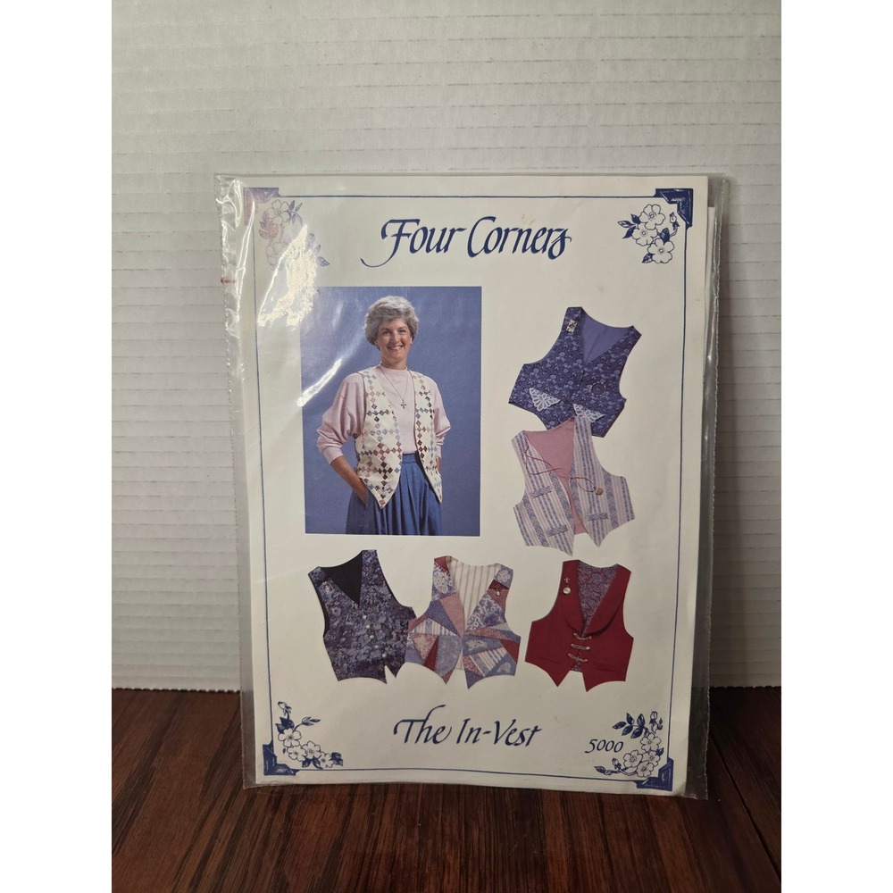 Four Corners The In-Vest 5000 Sewing Pattern Vintage 1989 Quilted Patchwork Vest
